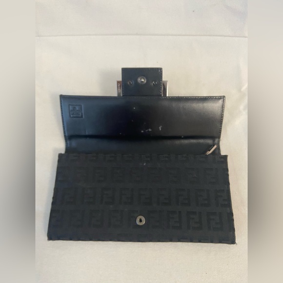 Authentic FENDI Zucchino Print Canvas Leather Black Long Wallet 8M0021 - Picture 2 of 16